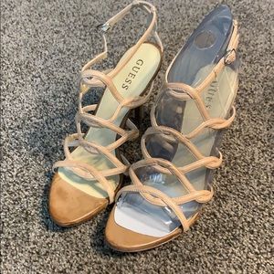 Guess strappy nude heels